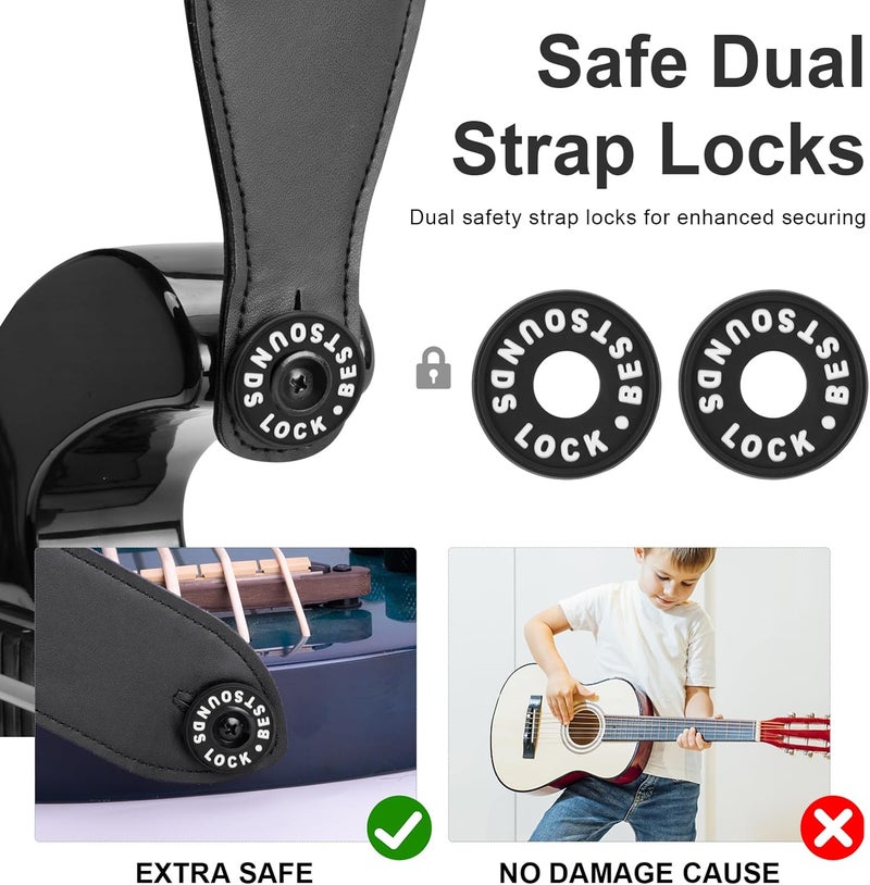 BestSounds Guitar Strap Blocks, 6PCS Premium Silicone Safety Locks (White) - Image 4